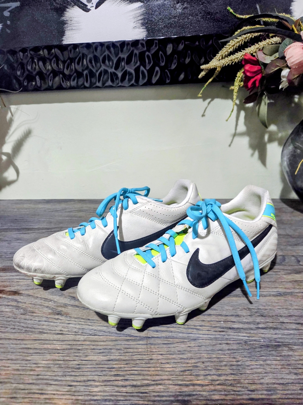 Nike Tiempo Legend White Leather Cleats IV Elite SG 509085-001 Size 8